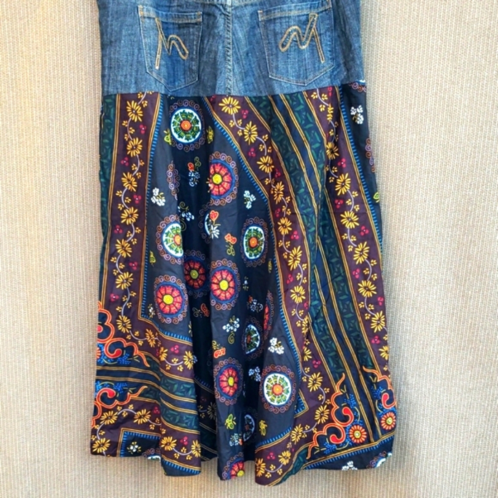 Floral Patchwork Denim Skirt - image 4
